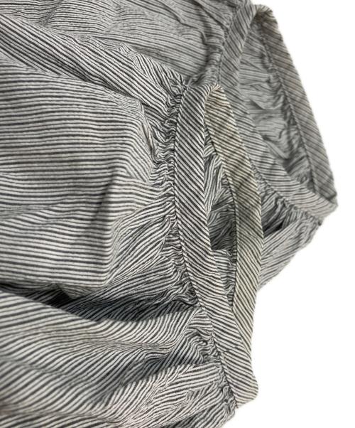 Phlannel（フランネル）Phlannel (フランネル) パフスリーブ ストライプワンピース グレーの古着・服飾アイテム