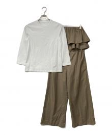 Mila Owen（ミラオーウェン）の古着「ラッフルベアオールインワンTシャツSET」｜ホワイト×ベージュ