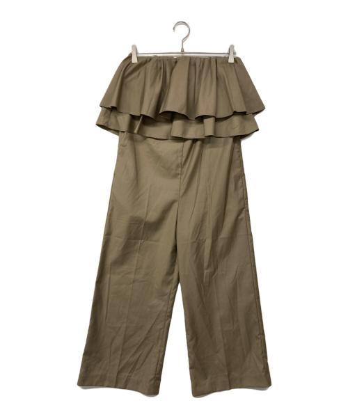 Mila Owen（ミラオーウェン）Mila Owen (ミラオーウェン) ラッフルベアオールインワンTシャツSET ホワイト×ベージュの古着・服飾アイテム