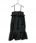 ne quittez pas×edit.for luluヌキテパ×エディットフォールル）の古着「Poly Dupion Strap Frilled Dress」｜ブラック