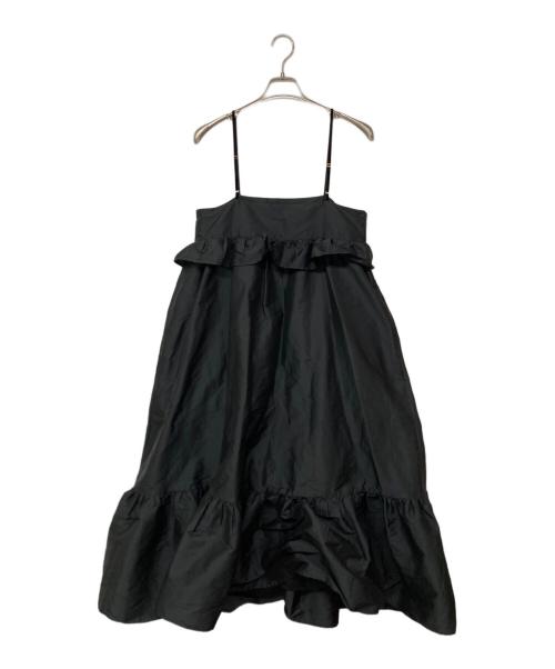 ne quittez pas（ヌキテパ）ne quittez pas (ヌキテパ) edit.for lulu (エディットフォールル) Poly Dupion Strap Frilled Dress ブラック サイズ:FREEの古着・服飾アイテム