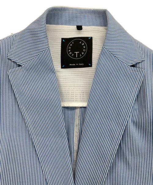 T-JACKET By TONELLO（ティージャケット バイ トネッロ）T-JACKET By TONELLO (ティージャケット バイ トネッロ) ストライプ2Bジャケット スカイブルー サイズ:Lの古着・服飾アイテム