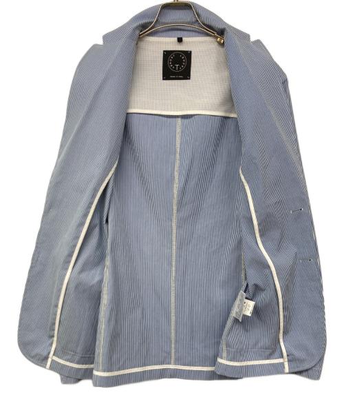 T-JACKET By TONELLO（ティージャケット バイ トネッロ）T-JACKET By TONELLO (ティージャケット バイ トネッロ) ストライプ2Bジャケット スカイブルー サイズ:Lの古着・服飾アイテム