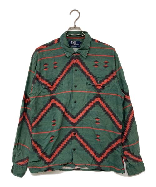 POLO RALPH LAUREN（ポロ・ラルフローレン）POLO RALPH LAUREN (ポロ・ラルフローレン) 90S レーヨンシャツ グリーン サイズ:Lの古着・服飾アイテム