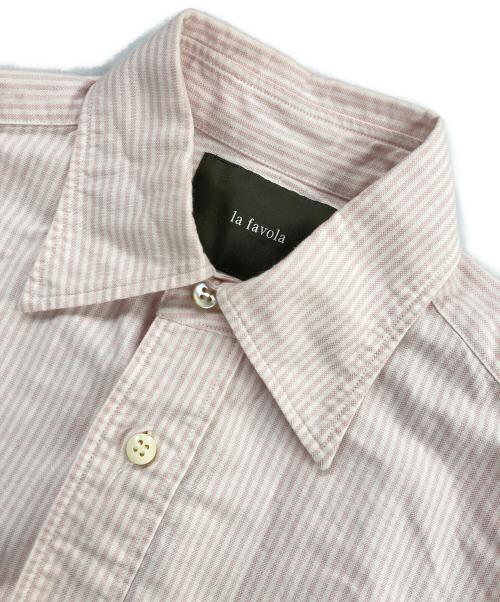 la favola（ラ ファーヴォラ）la favola (ラ ファーヴォラ) コットンオックスストライプワイドカラーシャツ S03RE ピンク サイズ:1の古着・服飾アイテム