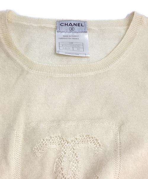 CHANEL（シャネル）CHANEL (シャネル) ココマーク半袖ニット アイボリー サイズ:42の古着・服飾アイテム