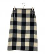 CELINEセリーヌ）の古着「カシミヤ混チェックスカート」｜ブラック