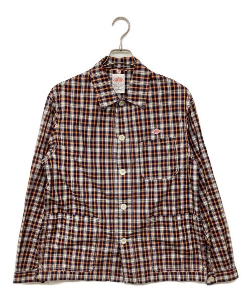 DANTON（ダントン）DANTON (ダントン) コットンポプリンカバーオール シャツジャケット オレンジ×ネイビー サイズ:40の古着・服飾アイテム