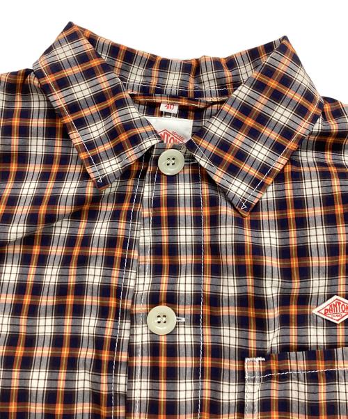 DANTON（ダントン）DANTON (ダントン) コットンポプリンカバーオール シャツジャケット オレンジ×ネイビー サイズ:40の古着・服飾アイテム