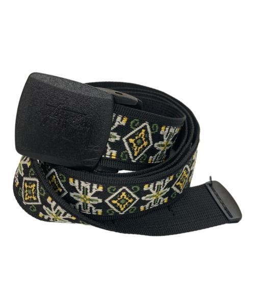 stussy（ステューシー）stussy (ステューシー) Psych Jacquard Belt/ガチャベルト ブラックの古着・服飾アイテム