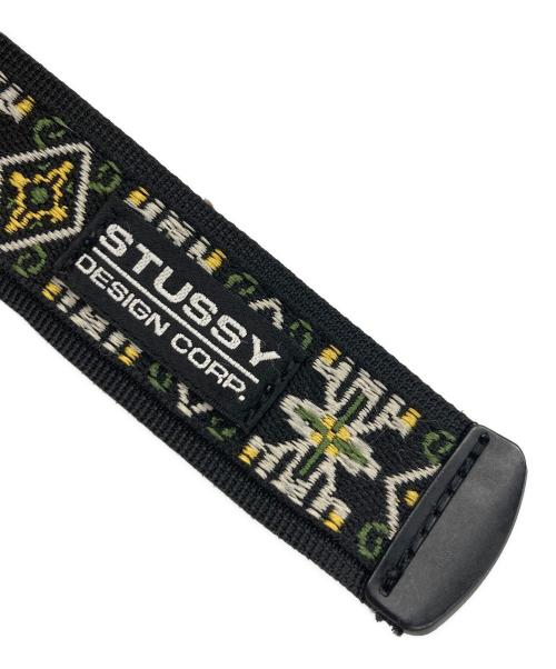 stussy（ステューシー）stussy (ステューシー) Psych Jacquard Belt/ガチャベルト ブラックの古着・服飾アイテム