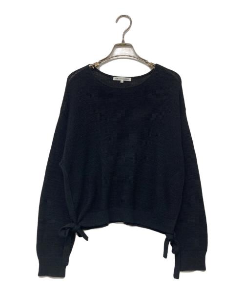 23区（ニジュウサンク）23区 (ニジュウサンク) サイドリボンクルーネックニット ブラック サイズ:38の古着・服飾アイテム