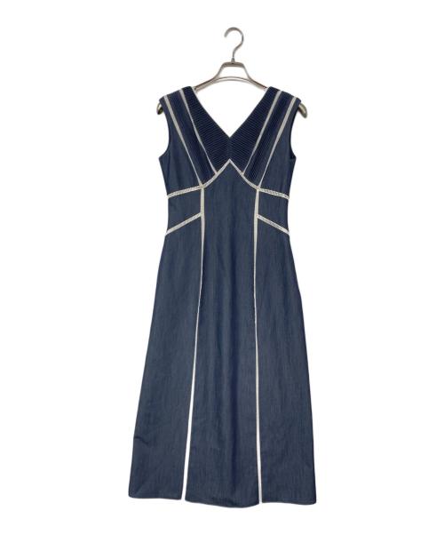 HER LIP TO（ハーリップトゥ）HER LIP TO (ハーリップトゥ) Lace Trimmed Chambray Dress ネイビー サイズ:Mの古着・服飾アイテム