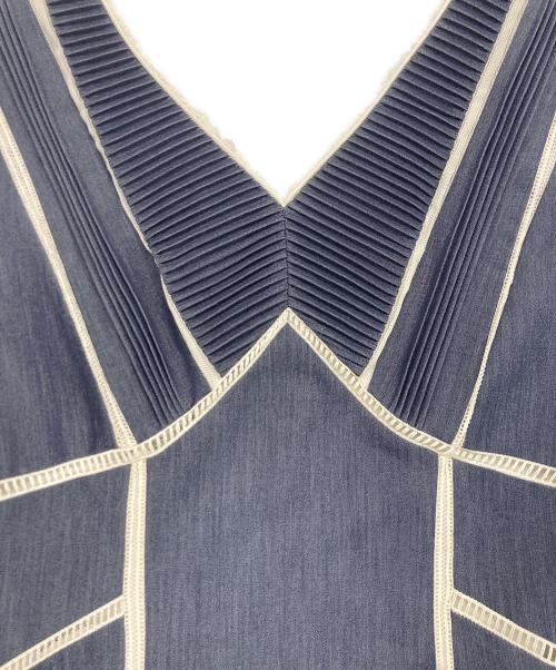 HER LIP TO（ハーリップトゥ）HER LIP TO (ハーリップトゥ) Lace Trimmed Chambray Dress ネイビー サイズ:Mの古着・服飾アイテム