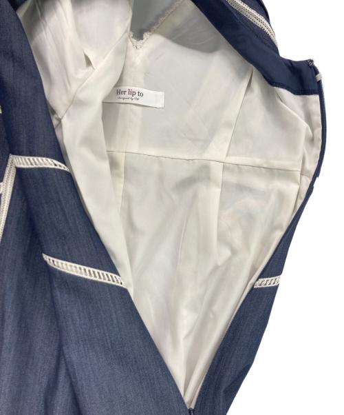 HER LIP TO（ハーリップトゥ）HER LIP TO (ハーリップトゥ) Lace Trimmed Chambray Dress ネイビー サイズ:Mの古着・服飾アイテム