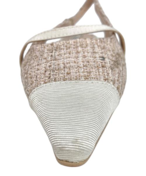 HER LIP TO（ハーリップトゥ）Her lip to (ハーリップトゥ) Tweed Slingback Flats ベージュ サイズ:37の古着・服飾アイテム