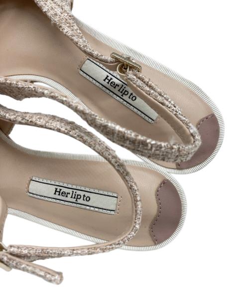 HER LIP TO（ハーリップトゥ）Her lip to (ハーリップトゥ) Tweed Slingback Flats ベージュ サイズ:37の古着・服飾アイテム