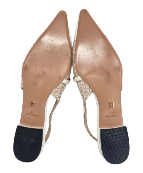 HER LIP TO（ハーリップトゥ）Her lip to (ハーリップトゥ) Tweed Slingback Flats ベージュ サイズ:37の古着・服飾アイテム