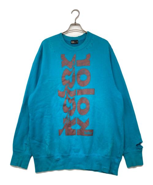KOLOR（カラー）KOLOR (カラー) コットン裏毛 DAMEGE プルオーバー/ダメージ加工スウェット ブルー サイズ:5の古着・服飾アイテム