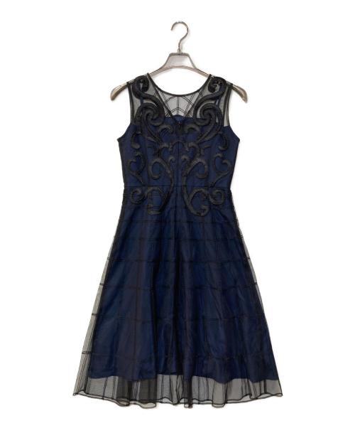 GRACE CONTINENTAL（グレースコンチネンタル）GRACE CONTINENTAL (グレースコンチネンタル) オーナメント刺繍フレアワンピース ネイビー サイズ:2-36の古着・服飾アイテム