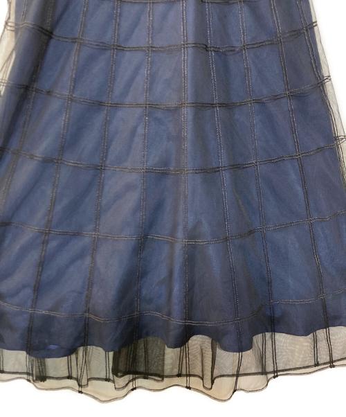 GRACE CONTINENTAL（グレースコンチネンタル）GRACE CONTINENTAL (グレースコンチネンタル) オーナメント刺繍フレアワンピース ネイビー サイズ:2-36の古着・服飾アイテム