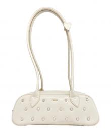 furfur（ファーファー）の古着「パールドットワイドボストンバッグ」｜ベージュ