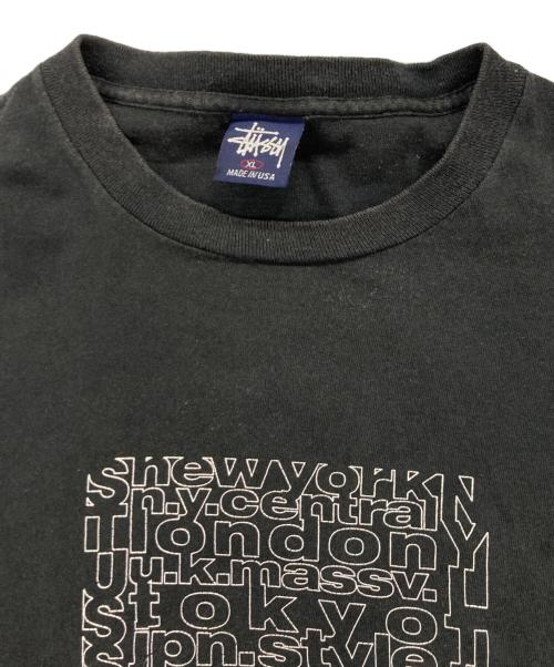 OLD STUSSY（オールドステューシー）OLD STUSSY (オールドステューシー) 90’Ｓ袖プリントL/STシャツ ブラック サイズ:XLの古着・服飾アイテム