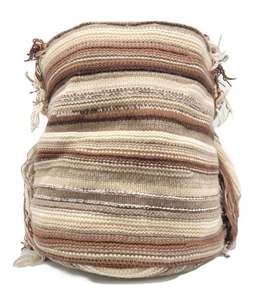 Chloe（クロエ）Chloe (クロエ) Jorge Multicolor Black Stripe Knit Bucket Bag ベージュの古着・服飾アイテム