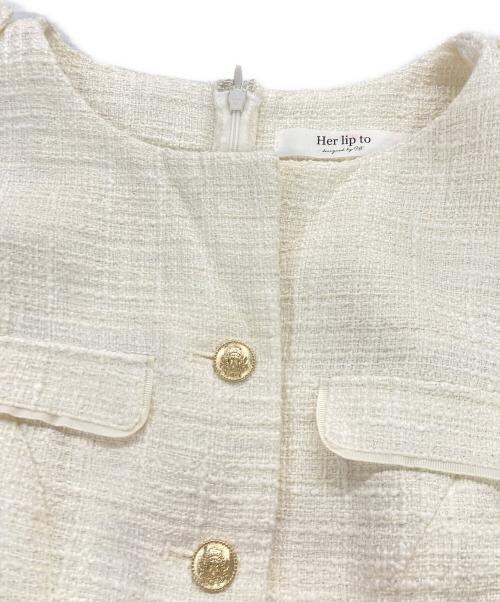 HER LIP TO（ハーリップトゥ）HER LIP TO (ハーリップトゥ) Emma Tweed Docking Dress ホワイト サイズ:Mの古着・服飾アイテム