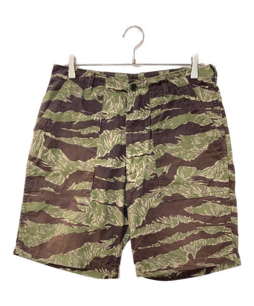 TENDERLOIN（テンダーロイン）TENDERLOIN (テンダーロイン) T-BAMBOO SHORTS タイガーカモハーフパンツ パープル×カーキ サイズ:Sの古着・服飾アイテム
