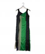 UN3D.アンスリード）の古着「ノースリーブワンピース」｜グリーン×ブラック