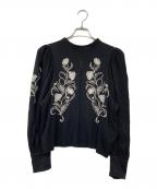 Ameriアメリ）の古着「EMBROIDERY PUFF BLOUSE」｜ブラック