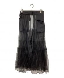 MAISON SPECIAL（メゾンスペシャル）の古着「Tulle Tiered Belt Skirt」｜ブラック