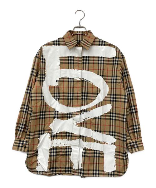 BURBERRY（バーバリー）BURBERRY (バーバリー) ノバチェックプリントシャツ ブラウン サイズ:34の古着・服飾アイテム