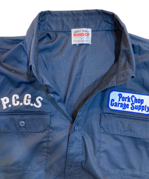 PorkChop（ポークチョップ）PorkChop (ポークチョップ) T/C ワーク ショートスリーブ シャツ ネイビー サイズ:Mの古着・服飾アイテム
