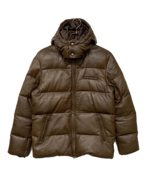 AVIREX（アヴィレックス）AVIREX (アヴィレックス) ラムレザーダウンジャケット ブラウン サイズ:XLの古着・服飾アイテム