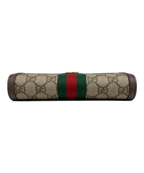 GUCCI（グッチ）GUCCI (グッチ) チェーン付きコンチネンタルウォレット ブラウンの古着・服飾アイテム