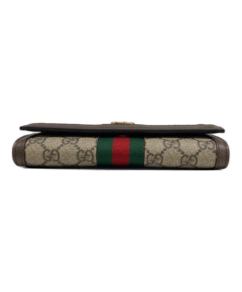 GUCCI（グッチ）GUCCI (グッチ) チェーン付きコンチネンタルウォレット ブラウンの古着・服飾アイテム