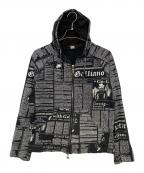 JOHN GALLIANOジョンガリアーノ）の古着「ニュースペーパー ジップフーディ」｜ブラック