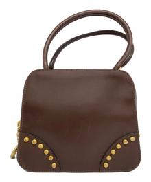 CELINE（セリーヌ）の古着「スタッズハンドバッグ」｜ブラウン