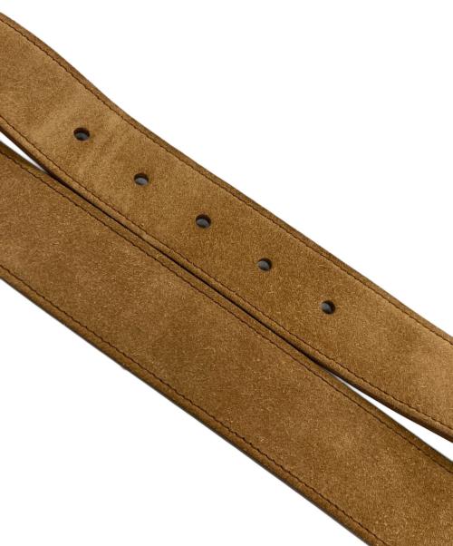 MIU MIU（ミュウミュウ）MIU MIU (ミュウミュウ) スウェードロゴバックルベルト ブラウン×ゴールド サイズ:36/90の古着・服飾アイテム