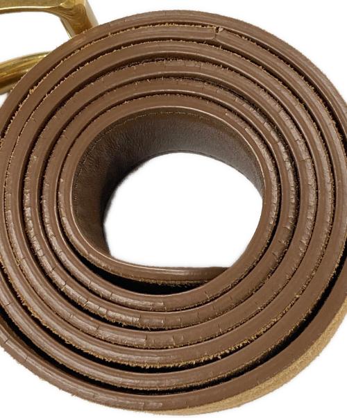 MIU MIU（ミュウミュウ）MIU MIU (ミュウミュウ) スウェードロゴバックルベルト ブラウン×ゴールド サイズ:36/90の古着・服飾アイテム