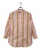 marimekkoマリメッコ）の古着「Rohkea Puhveli shirt / プゥヴェリ バンドカラーシャツ」｜ピンク