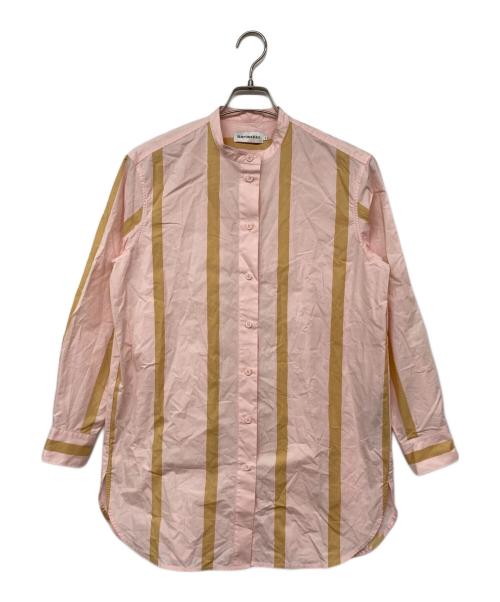 marimekko（マリメッコ）marimekko (マリメッコ) Rohkea Puhveli shirt / プゥヴェリ バンドカラーシャツ ピンク サイズ:36の古着・服飾アイテム