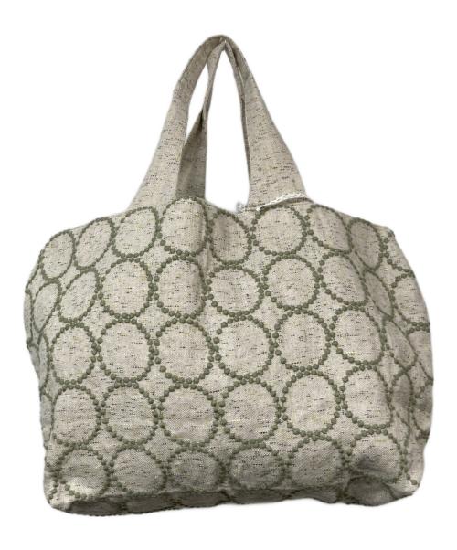 mina perhonen（ミナ ペルホネン）mina perhonen (ミナ ペルホネン) パニーニバッグ グリーン×ベージュ 未使用品の古着・服飾アイテム