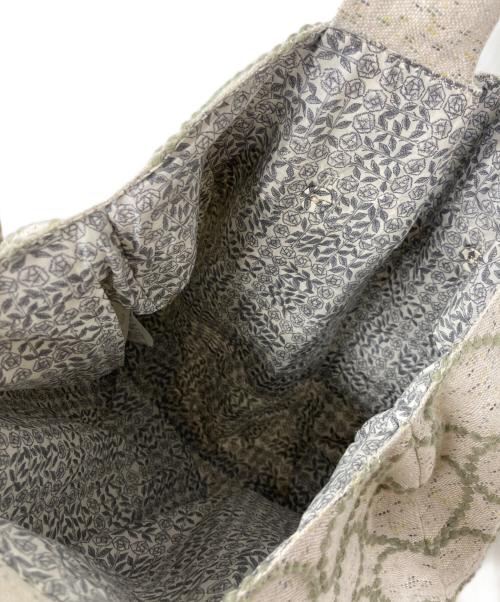 mina perhonen（ミナ ペルホネン）mina perhonen (ミナ ペルホネン) パニーニバッグ グリーン×ベージュ 未使用品の古着・服飾アイテム