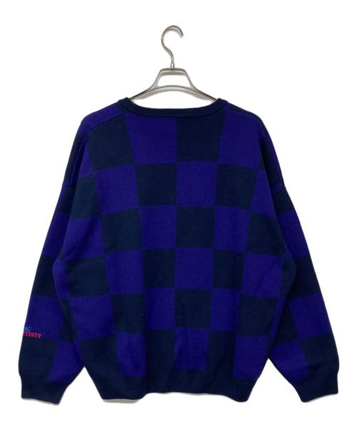 RAF SIMONS（ラフシモンズ）RAF SIMONS (ラフシモンズ) FRED PERRY (フレッドペリー) RS CHECKERBOARD CARDIGAN ブラック×パープル サイズ:Lの古着・服飾アイテム