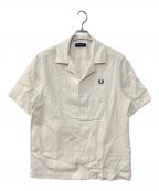 FRED PERRYフレッドペリー）の古着「PIQUE TEXTURE REVERE COLLAR SHIRT ピケ テクスチャー リビア カラー シャツ」｜ホワイト
