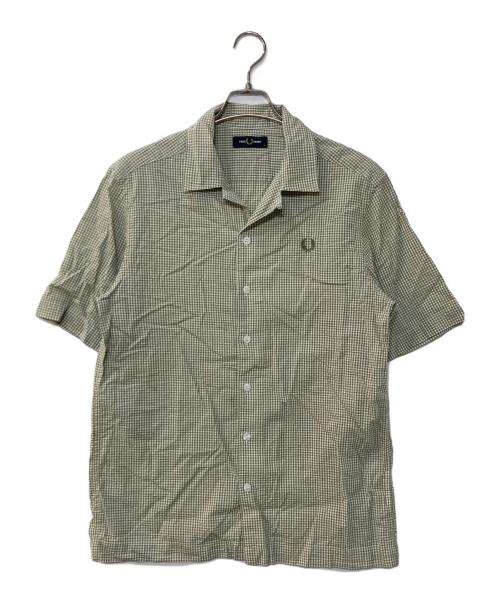 FRED PERRY（フレッドペリー）FRED PERRY (フレッドペリー) Microgingham Seersucker Shirt マイクロギンガムシアサッカーシャツ グリーン サイズ:Mの古着・服飾アイテム