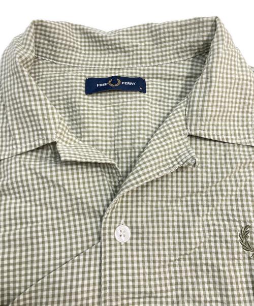 FRED PERRY（フレッドペリー）FRED PERRY (フレッドペリー) Microgingham Seersucker Shirt マイクロギンガムシアサッカーシャツ グリーン サイズ:Mの古着・服飾アイテム
